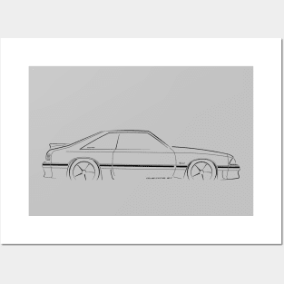 Ford Mustang GT (fox body) - profile stencil, black Posters and Art